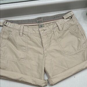 Lucky Brand Neutral Beige Mid-Rise Bermuda Shorts